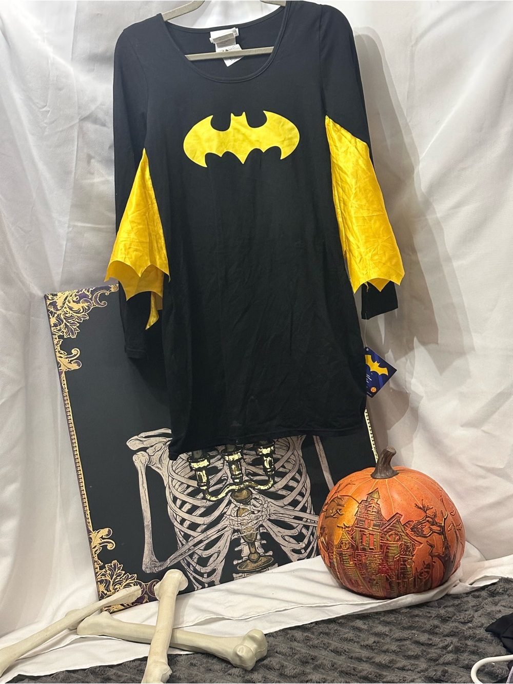 Girls Black and Yellow Bat Emblem Costume Tunic